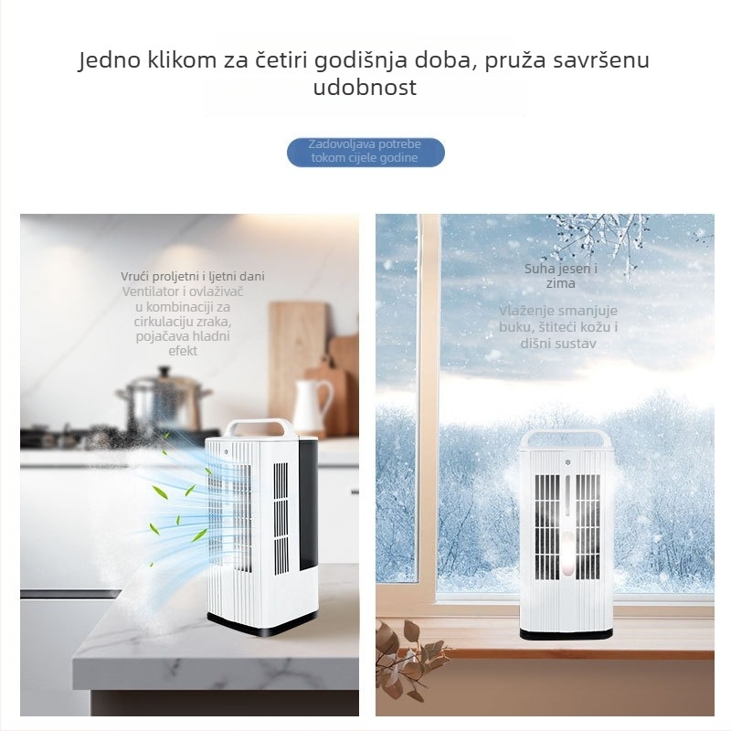 Prijenosni ventilator s ledenom maglom, stolni ovlaživač, AC napajanje 240V, 35W, buka <36 dB, spremnik vode 1.0–2.5 L