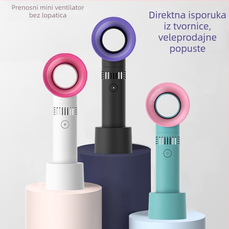 USB napajani mini ručni ventilator, 3 lopatice, 5V/4W, ugrađena baterija 1000–1200 mAh, buka 36–45 dB, 3 brzine