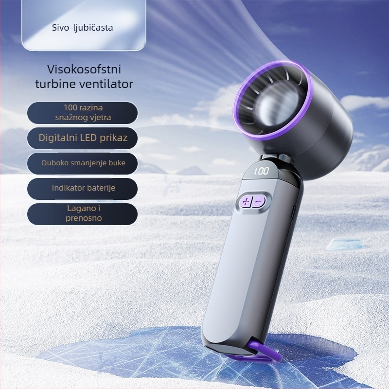 Mini USB bez lopatica, ručni stolni ventilator s ugrađenom baterijom 1200–2000 mAh, brushless motor, 3 brzine, 1–3 h trajanje