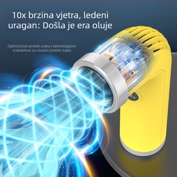 Ručni ventilator bladeless bez lopatica, ugrađena baterija 2000–4000 mAh, brushless motor, 5 V, 4.5 W, tihi rad ispod 36 dB, beskonačna regulacija brzine, upravljanje povlačenjem