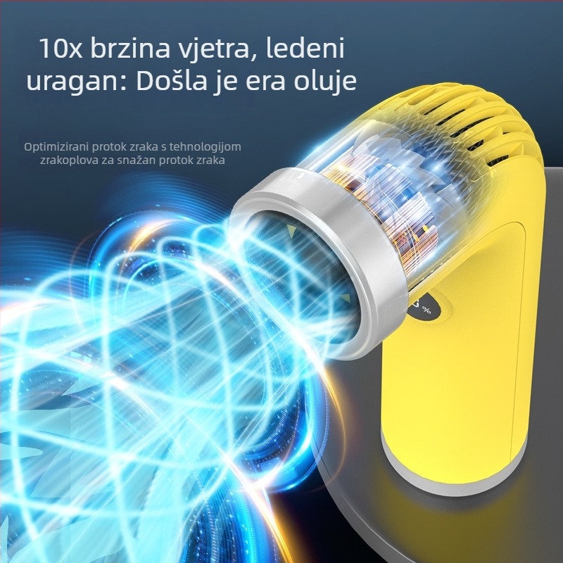 Ručni ventilator bladeless bez lopatica, ugrađena baterija 2000–4000 mAh, brushless motor, 5 V, 4.5 W, tihi rad ispod 36 dB, beskonačna regulacija brzine, upravljanje povlačenjem