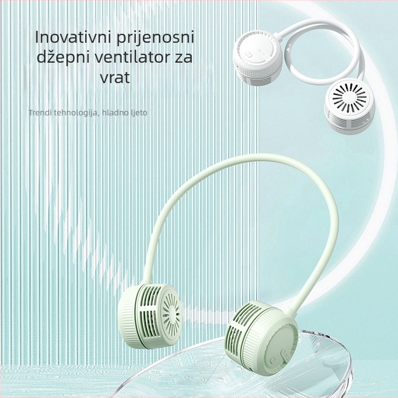 Ventilator za vrat bez lopatica, USB punjenje, prenosni vanjski mini ventilator za džep, sklopiv.