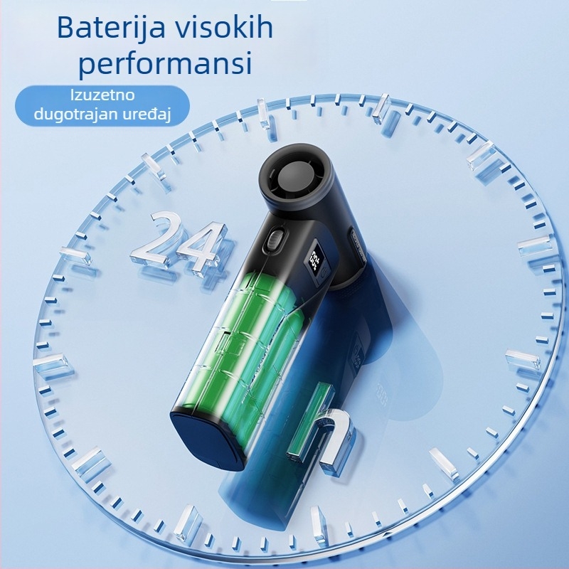 F2 Rukovni bezlopatni turbinski ventilator – 6 brzina, USB punjenje, brushless motor, baterija 6000mAh, niska buka, prenosno za vanjsku upotrebu