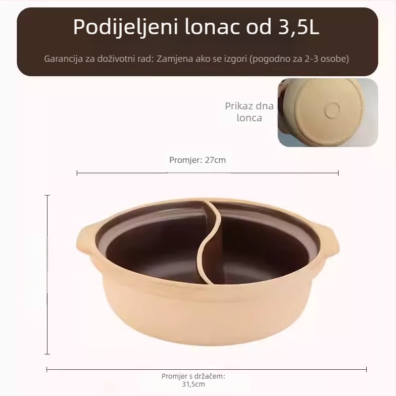 Mandarin Duck hot pot od neglazirane keramike, kapacitet 4.1–6 L, kompatibilan s plinskim štednjakom, model Ancient Flavor, nelepiv