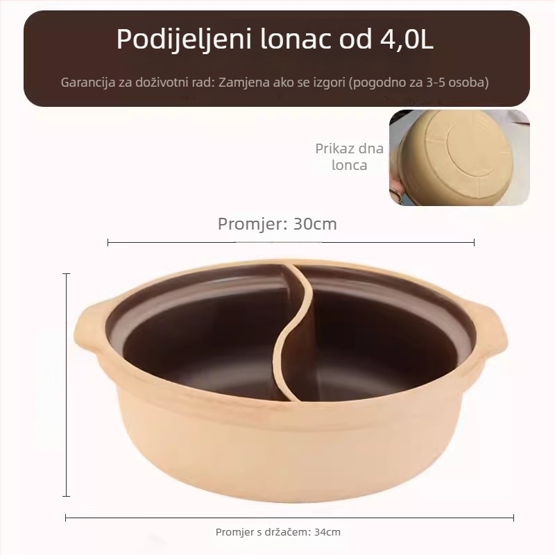 Mandarin Duck hot pot od neglazirane keramike, kapacitet 4.1–6 L, kompatibilan s plinskim štednjakom, model Ancient Flavor, nelepiv