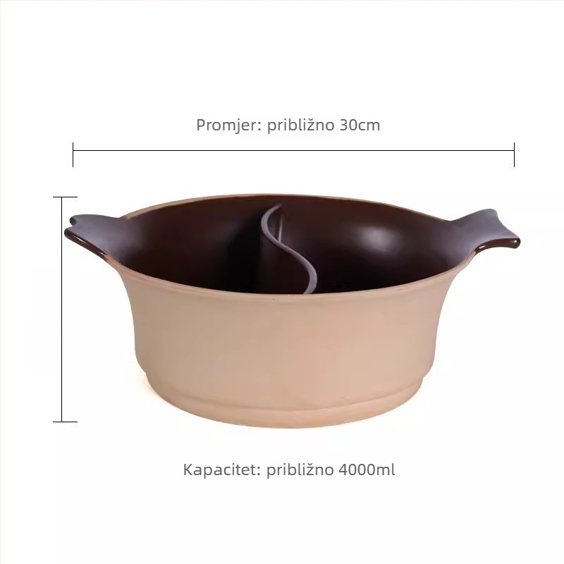 Mandarin Duck hot pot od neglazirane keramike, kapacitet 4.1–6 L, kompatibilan s plinskim štednjakom, model Ancient Flavor, nelepiv