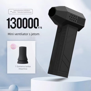 Ručni bezčetkasti ventilator za auto, 4 brzine, 120W, 12V, ugrađena baterija 2000–4000mAh, motor bez četkica