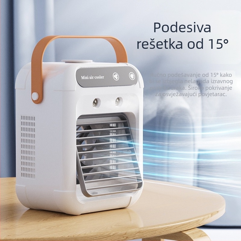 Stolni USB ventilator za hlađenje s ugrađenim ovlaživačem i raspršivačem, prijenosno hlađenje s ledom
