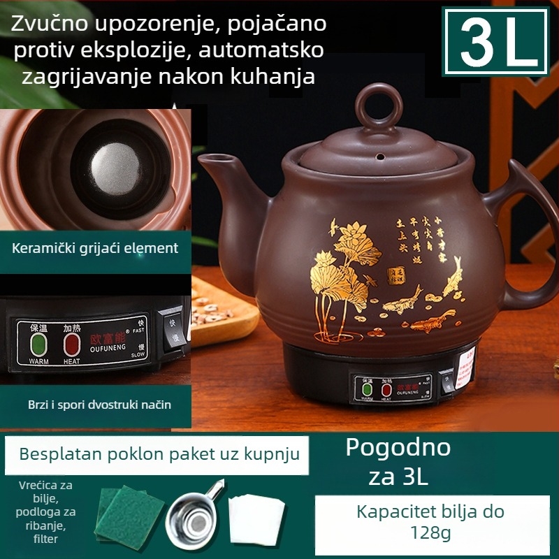 Automatski dekocijski lonac za tradicionalnu kinesku medicinu, keramičko tijelo, OFN01, 2–3 L, kućna upotreba