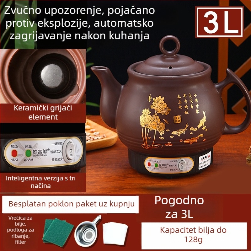Automatski dekocijski lonac za tradicionalnu kinesku medicinu, keramičko tijelo, OFN01, 2–3 L, kućna upotreba