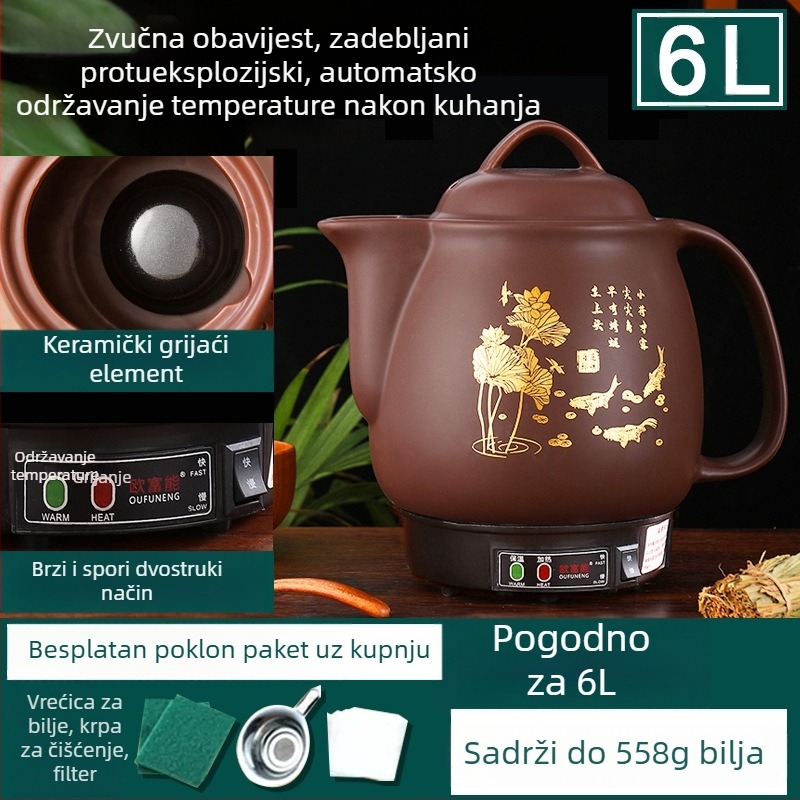 Automatski dekocijski lonac za tradicionalnu kinesku medicinu, keramičko tijelo, OFN01, 2–3 L, kućna upotreba