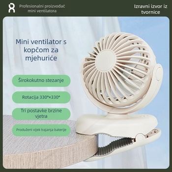 Nova kompaktna clip-on ventilator, mini prijenosni ventilator za vanjsku upotrebu s USB punjenjem, za kuću, studentski dom i stol.
