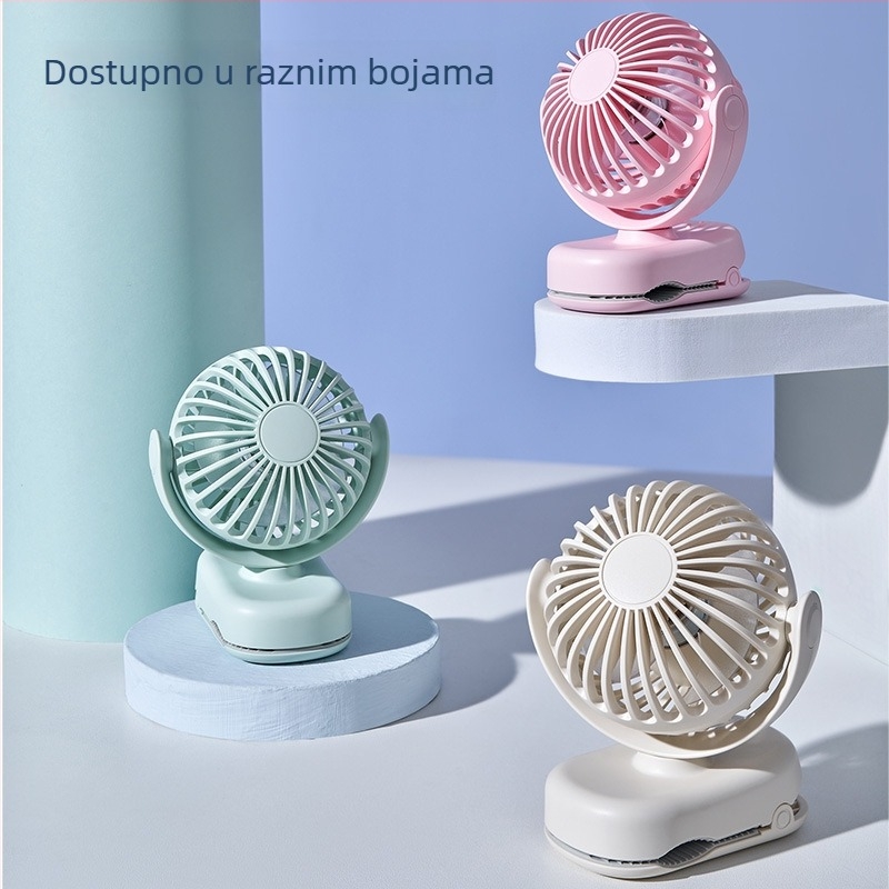 Nova kompaktna clip-on ventilator, mini prijenosni ventilator za vanjsku upotrebu s USB punjenjem, za kuću, studentski dom i stol.