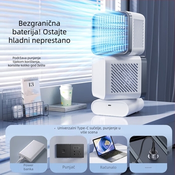 Stolni ventilator s brushless motorom, ugrađena baterija 4000–6000 mAh, 6 brzina, digitalni zaslon, USB napajanje