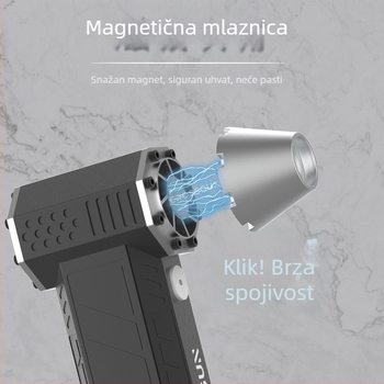 CROSSGUN Ručni turbo ventilator s 4 brzine, 120W, 12V, ugrađena baterija 1000–1200mAh, funkcija usisavanja