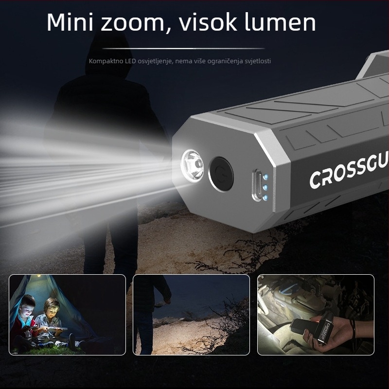 CROSSGUN Ručni turbo ventilator s 4 brzine, 120W, 12V, ugrađena baterija 1000–1200mAh, funkcija usisavanja