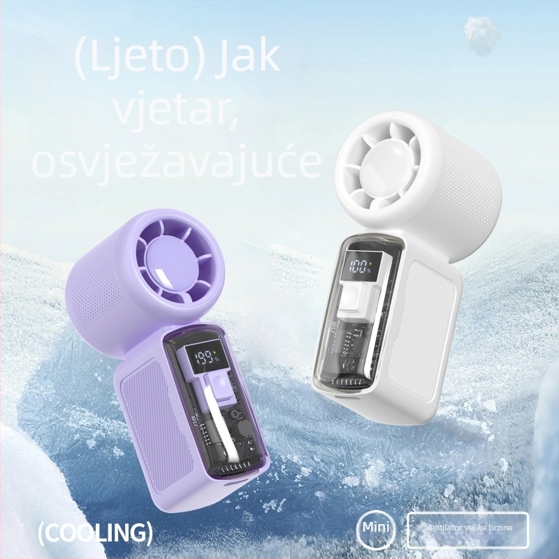 Ručni mini ventilator visoke brzine, motor bez četkica, ugrađena litijska baterija, USB napajanje