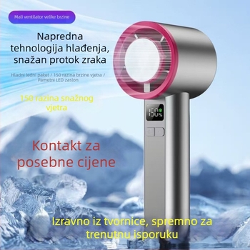 Ručni bezlopatni turbinski ventilator s hlađenjem, 6+ brzina, ugrađena baterija 2000–4000mAh, USB punjenje, tih