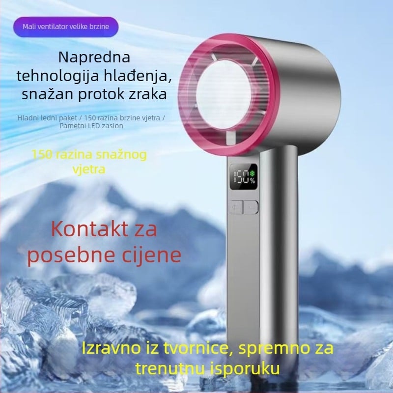 Ručni bezlopatni turbinski ventilator s hlađenjem, 6+ brzina, ugrađena baterija 2000–4000mAh, USB punjenje, tih