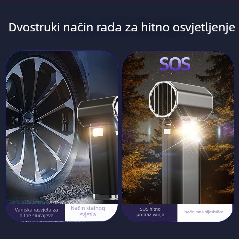 Ručni ventilator s motorom bez četkica, turbinski dizajn, visok protok zraka, uklanjanje prašine, puhavanje vode i snijega, kampiranje, kompaktan