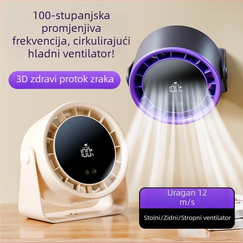 Stolni USB ventilator, zidna montaža, tih, za ured i dom, turbo protok zraka visokih brzina
