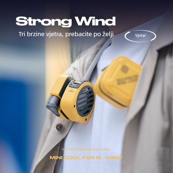 Ventilator za vrat bez lopatica, prenosni vanjski ventilator s ugrađenom baterijom 1200–2000 mAh, 3 brzine, bešični motor, tiho 36–45 dB, 5V 3W
