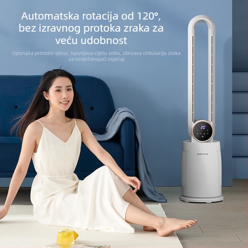 Ventilator bez lopatice za pod ili stol s oscilirajućom glavom – 60W, 220V, 36–45 dB, 3 brzine, pogodan za 21–30 m²