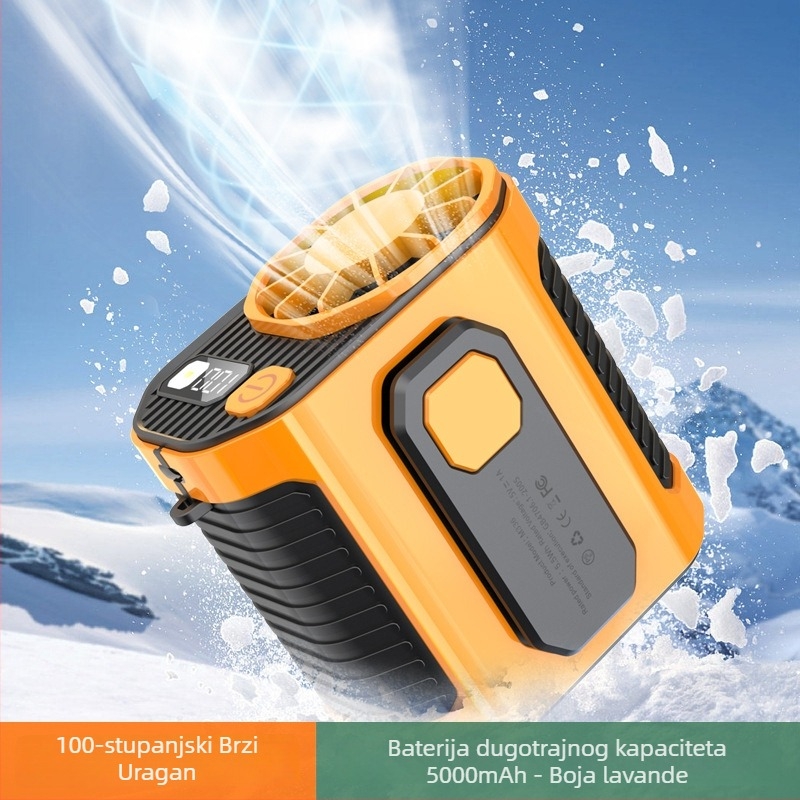 Ventilator za pojas, vanjski, USB mini ventilator visoke brzine s ugrađenom baterijom, za gradilišta