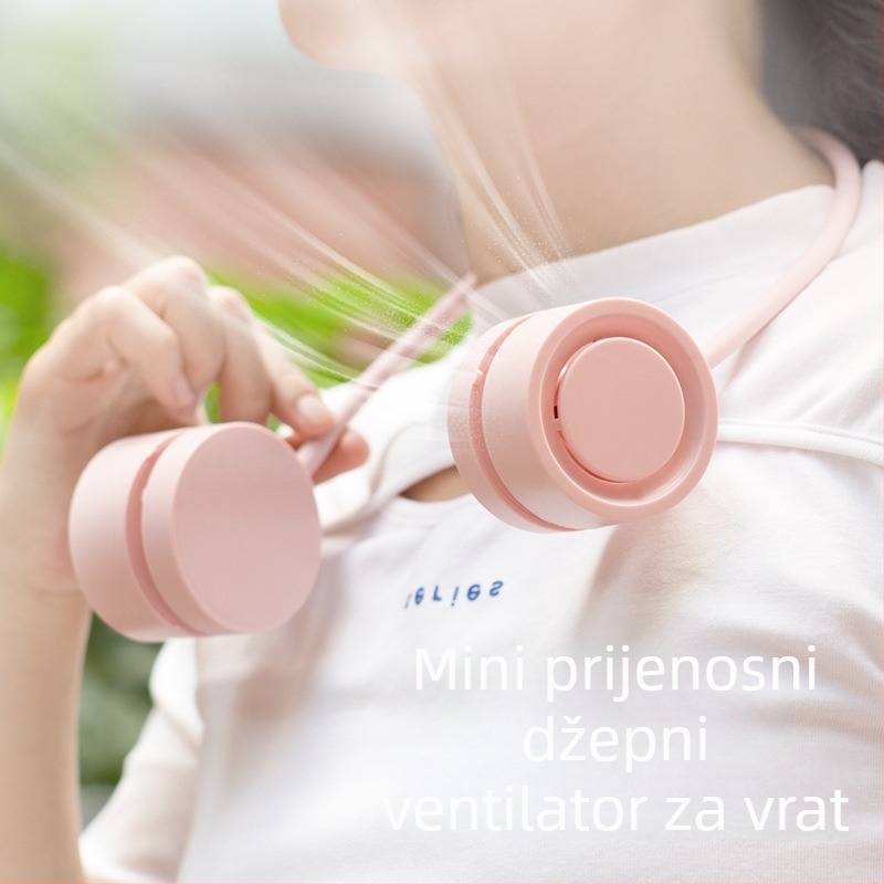 Sklopivi ventilator za vrat, USB punjiv, prenosni, bez lopatica, bezčetkasti motor