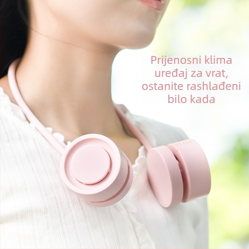 Sklopivi ventilator za vrat, USB punjiv, prenosni, bez lopatica, bezčetkasti motor