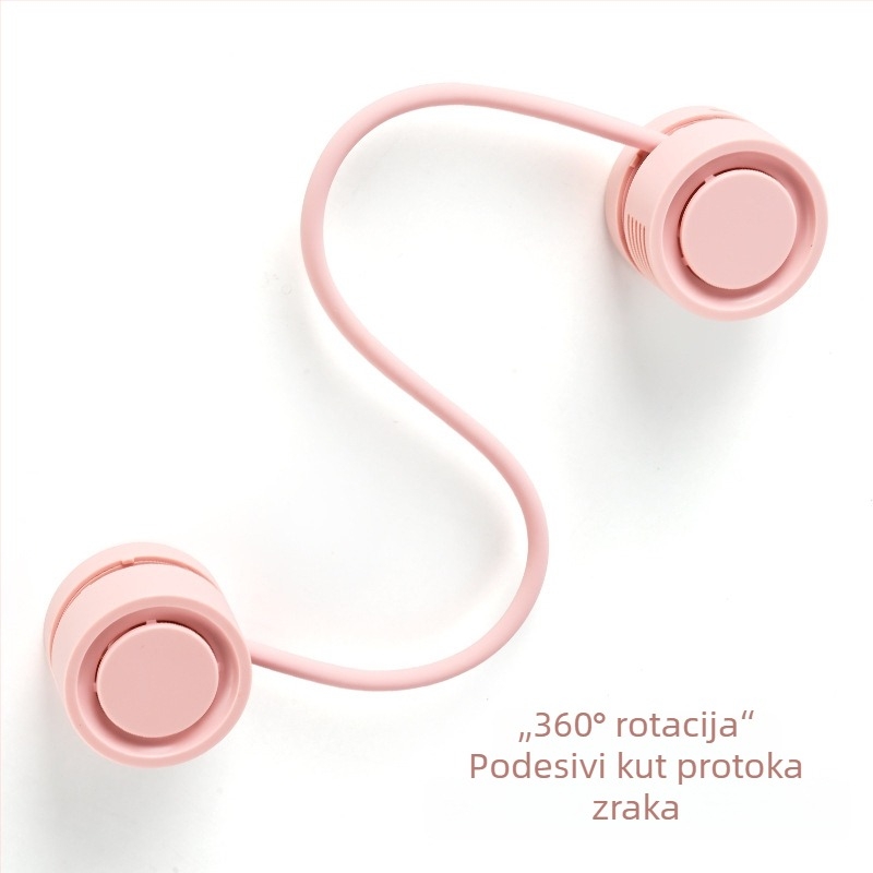 Sklopivi ventilator za vrat, USB punjiv, prenosni, bez lopatica, bezčetkasti motor
