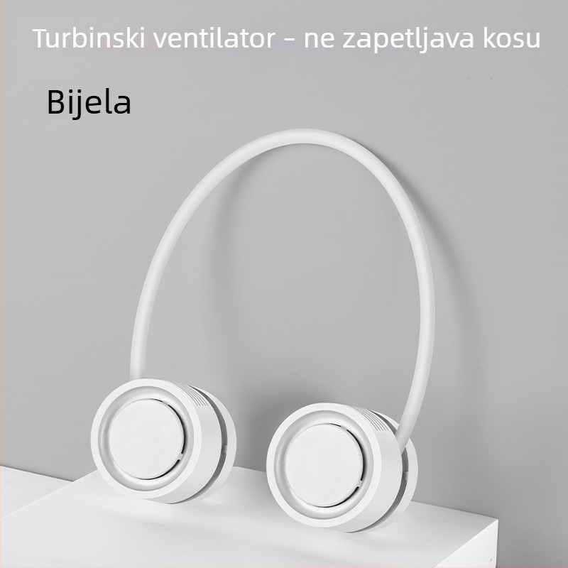 Sklopivi ventilator za vrat, USB punjiv, prenosni, bez lopatica, bezčetkasti motor