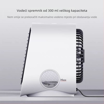Vodoohlađeni stolni ventilator za dom i ured, tih rad, brushless motor, USB 5V/2W, buka ispod 36 dB, pokrivenost 10 m², 3 brzine
