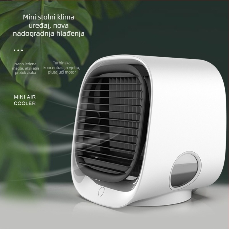 Vodoohlađeni stolni ventilator za dom i ured, tih rad, brushless motor, USB 5V/2W, buka ispod 36 dB, pokrivenost 10 m², 3 brzine