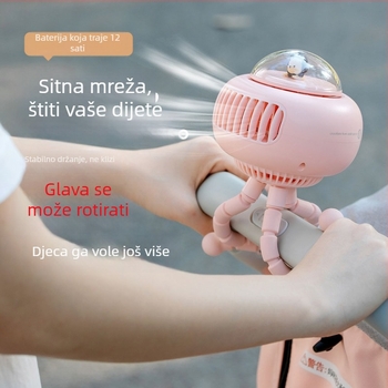 USB stolni ventilator u obliku hobotnice, s ugrađenom baterijom, 4 brzine, motor bez lopatica, oscilirajuća glava