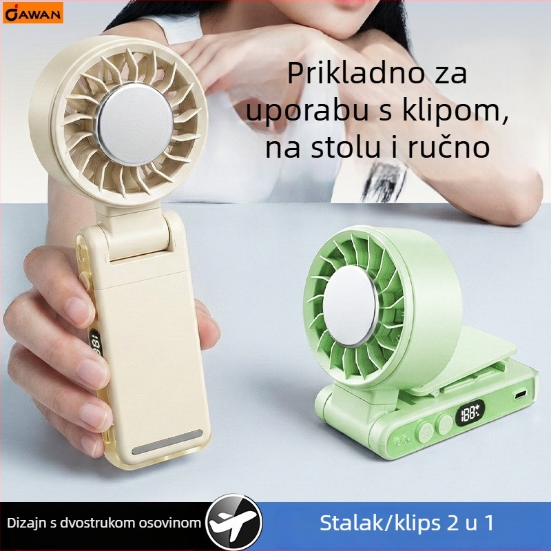 Ručni bezlopatni ventilator s klipom i dizajnom za nošenje oko vrata, sklopni, USB punjivi, 2000–4000 mAh, brushless motor, 5 brzina