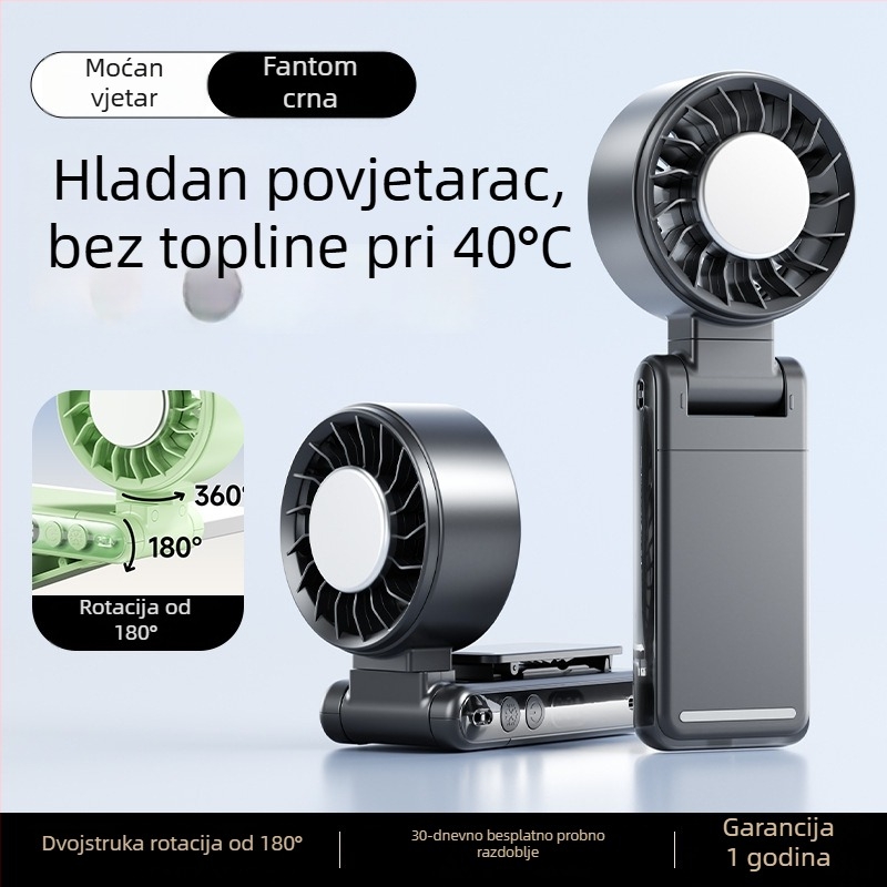 Ručni bezlopatni ventilator s klipom i dizajnom za nošenje oko vrata, sklopni, USB punjivi, 2000–4000 mAh, brushless motor, 5 brzina