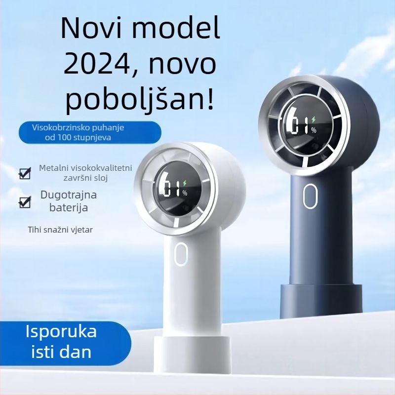 Prijenosni USB stolni ventilator s klipsom, mini, s ugrađenom baterijom 1000–1200 mAh, 5 lopatica, tih motor bez četkica
