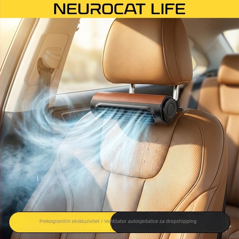 USB ventilator za stražnje sjedalo automobila, bez lopatica, kompaktan, 3 brzine, tih rad