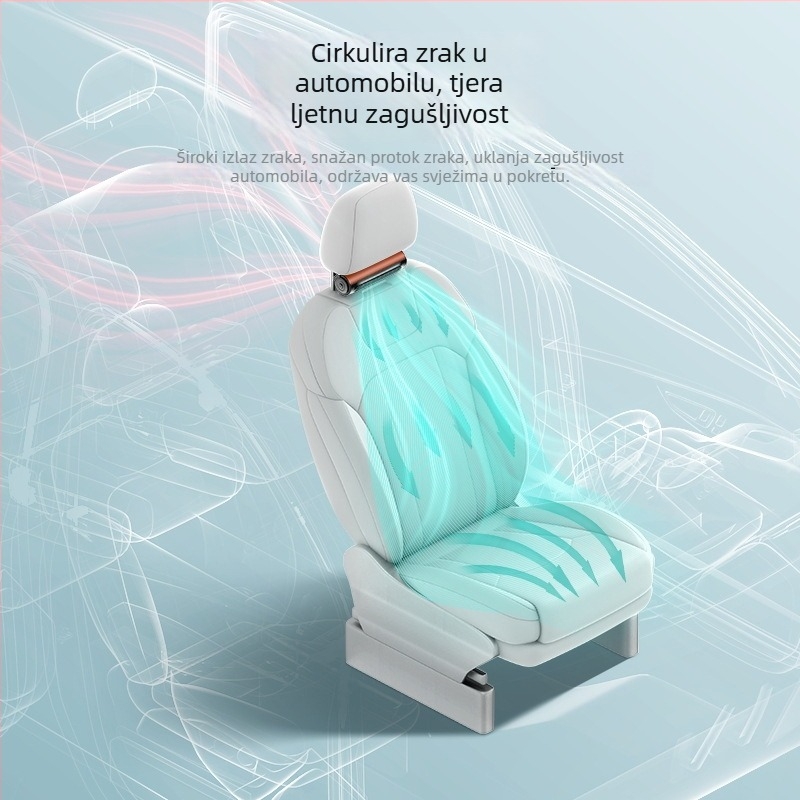USB ventilator za stražnje sjedalo automobila, bez lopatica, kompaktan, 3 brzine, tih rad