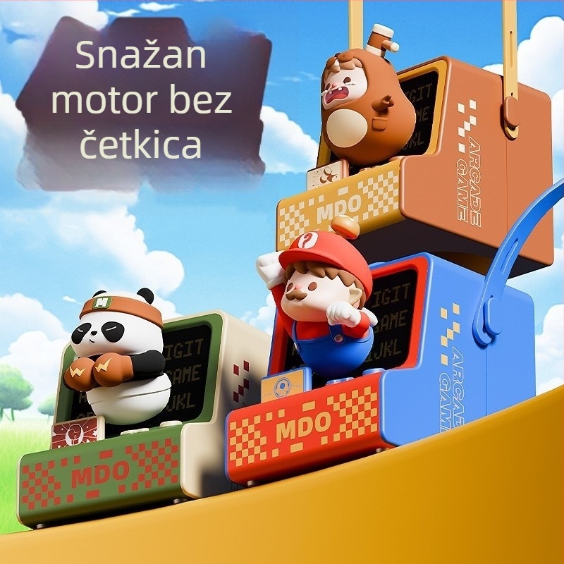 Klasični trendovski ventilator oko vrata za djecu i učenike, prijenosni, USB punjenje, dizajn crtani, za vanjsku upotrebu