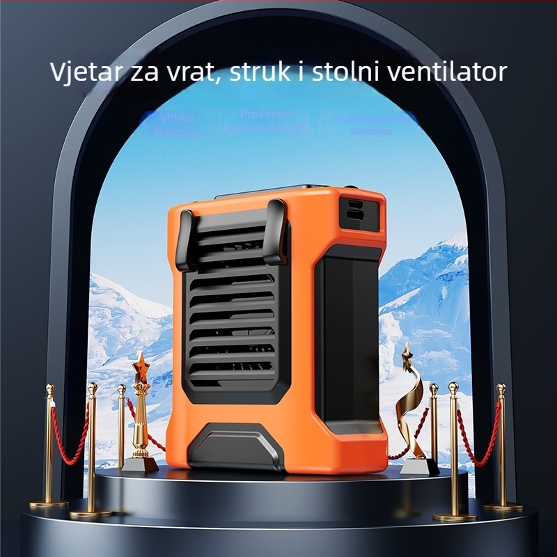 USB bezlopatni prijenosni ventilator za struk i vrat, s ugrađenom baterijom 4000–6000 mAh, 4 brzine, trajanje 6–8 sati