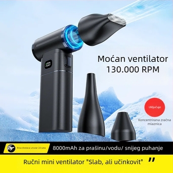 Vanjski ventilator bez lopatica s 13W brushless turbinskim motorom, 5 brzina, ugrađena 6000mAh baterija