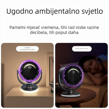 Ventilator bez lopatice s USB napajanjem, klips za pričvršćivanje, stolni ili zidni, prijenosni, s ugrađenom baterijom, 6 brzina