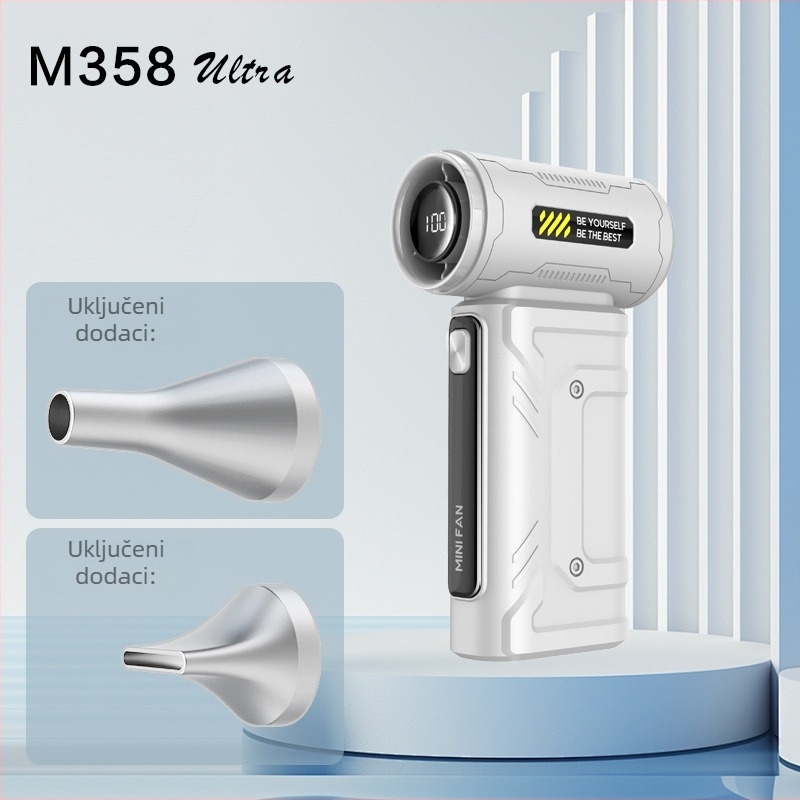 Ručni USB ventilator bez lopatica, s ugrađenom baterijom 4000–6000 mAh, 5 razina brzine, brushless motor, buka ispod 36 dB