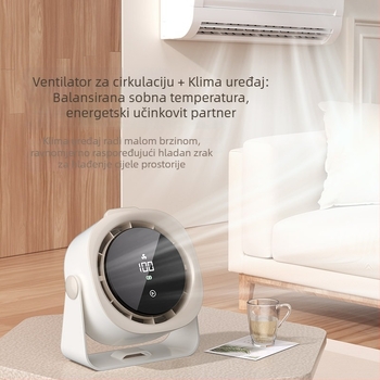 USB stolni ventilator bez lopatica s LED zaslonom, dodirno upravljanje, punjiva baterija 4000–6000 mAh, prenosni, 3 brzine
