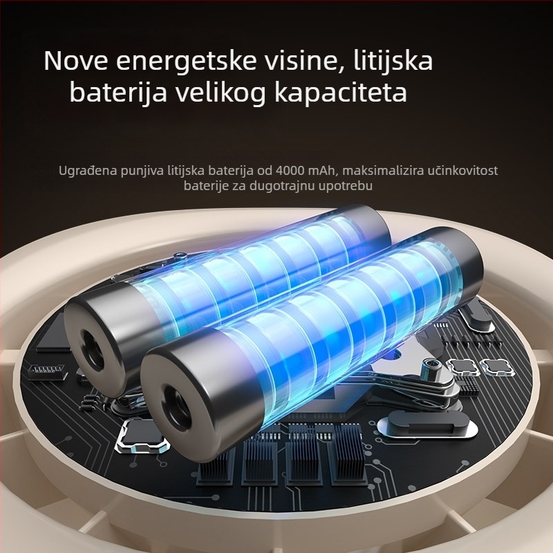 USB stolni ventilator bez lopatica s LED zaslonom, dodirno upravljanje, punjiva baterija 4000–6000 mAh, prenosni, 3 brzine
