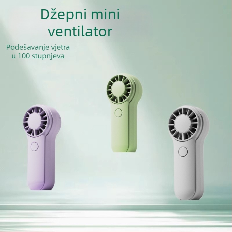 Ručni prijenosni ventilator s 3 postavkama, mini ventilator s ugrađenom baterijom za aktivnosti na otvorenom