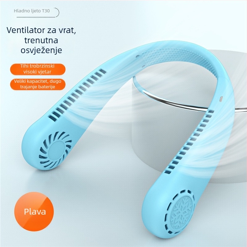 T30 viseći ventilator za vrat s ugrađenom baterijom 800-1000 mAh, USB napajanje, 3. brzina