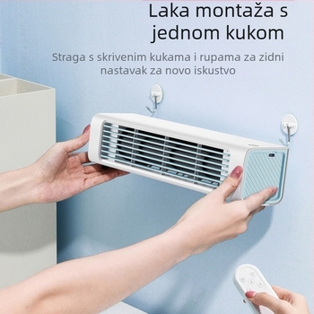 Zidni bezlopatni USB ventilator s izmjenjivom baterijom 300–500 mAh, 3 brzine, trajanje rada 3–6 sati, buka do 36 dB